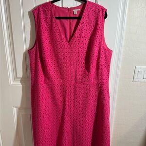 Halogen Pink Sleeveless Eyelet Midi Dress